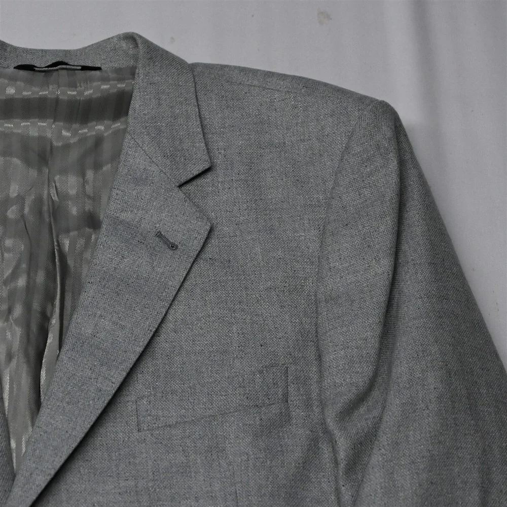 Baroni 46R Gray Heather Birdseye Silk Wool Mens Blazer Suit Jacket Sport‎ Coat